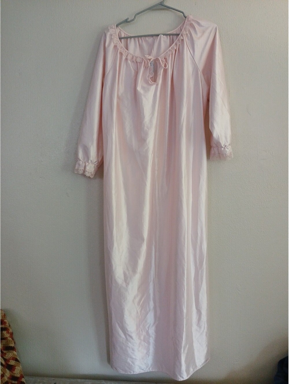 Vintage Cottagecore Nightgown Womens Small Pink Grandmacore Dreamwear Made USA